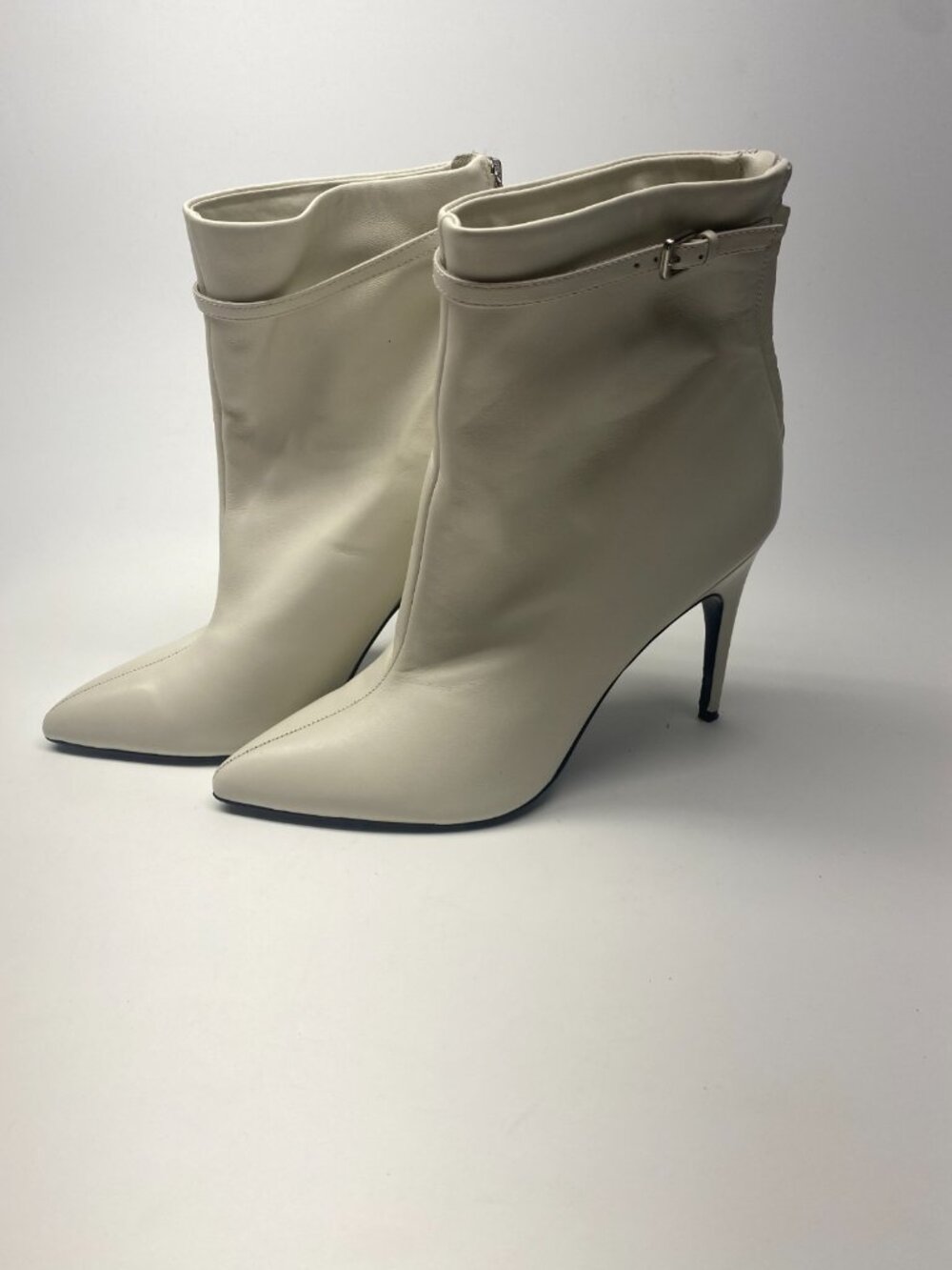 Reiss Womens Ashton Leather White Ankle High Heel Boots Sz 11.5